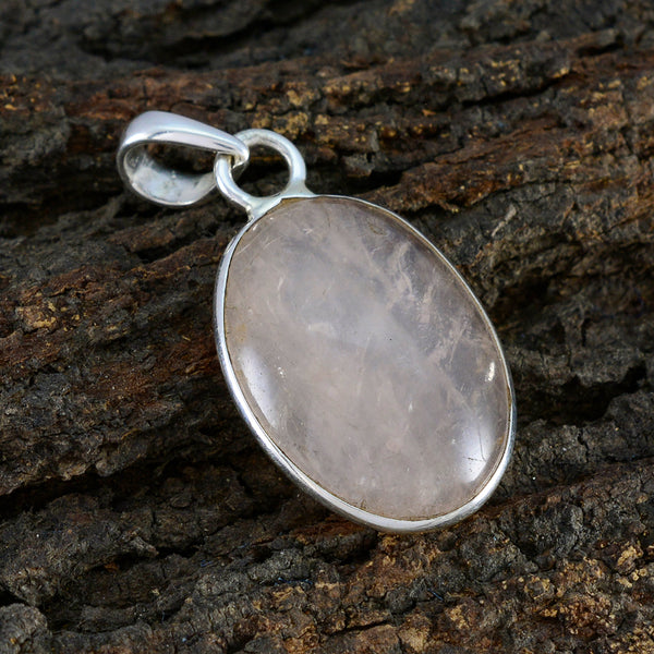 Rose Quartz Classic Turkish 925 Silver Solitaire Victoria Glamorous Pink Pendant Jewelry