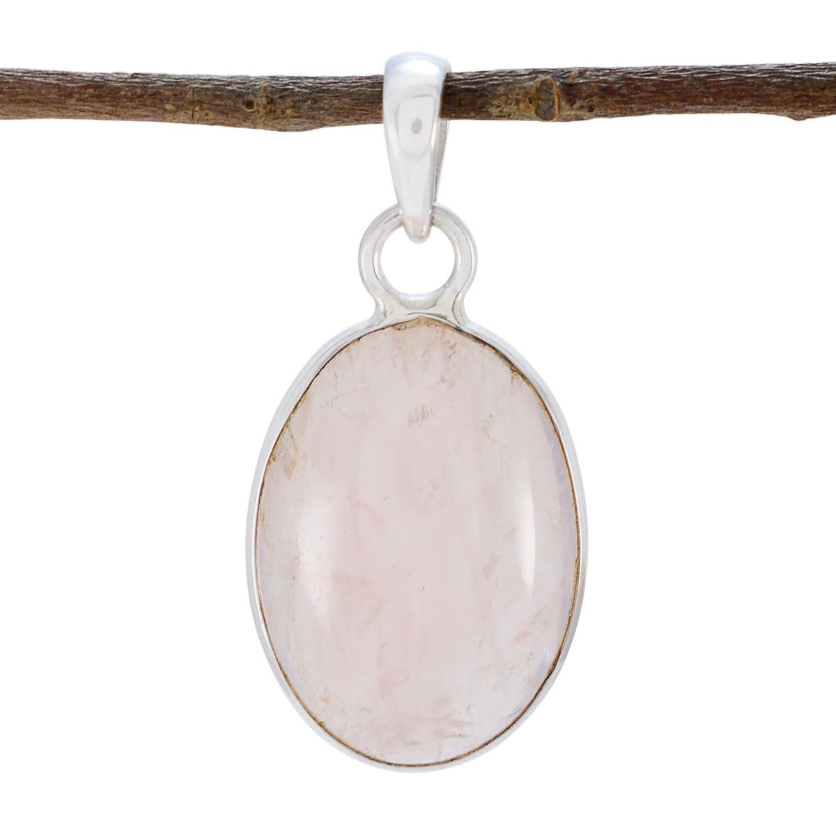 Rose Quartz Classic Turkish 925 Silver Solitaire Pink Pendant