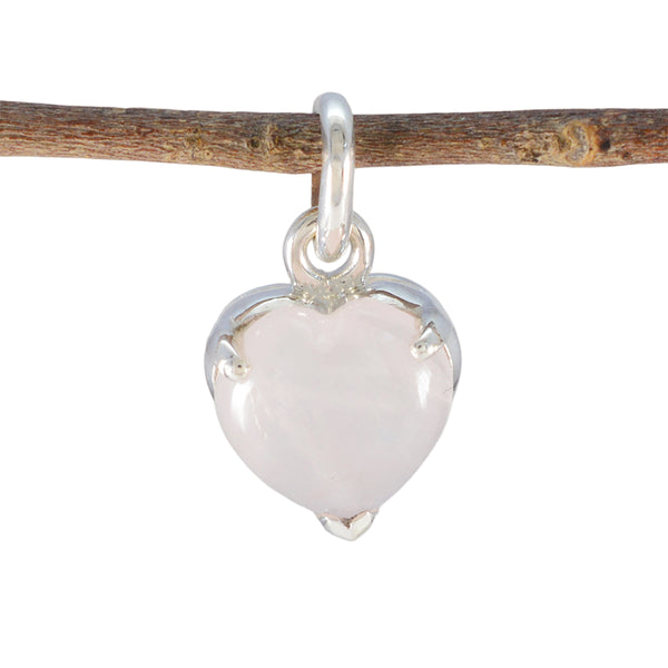 Rose Quartz Delicate French 925 Silver Solitaire Pink Pendant