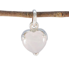 Rose Quartz Delicate French 925 Silver Solitaire Pink Pendant