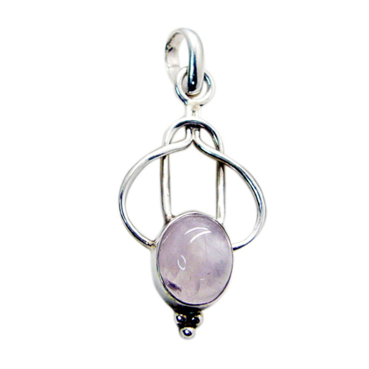 Rose Quartz Dainty Italian 92.5 Silver Solitaire Pink Pendant Главное изображение товара