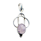 Rose Quartz Dainty Italian 92.5 Silver Solitaire Pink Pendant