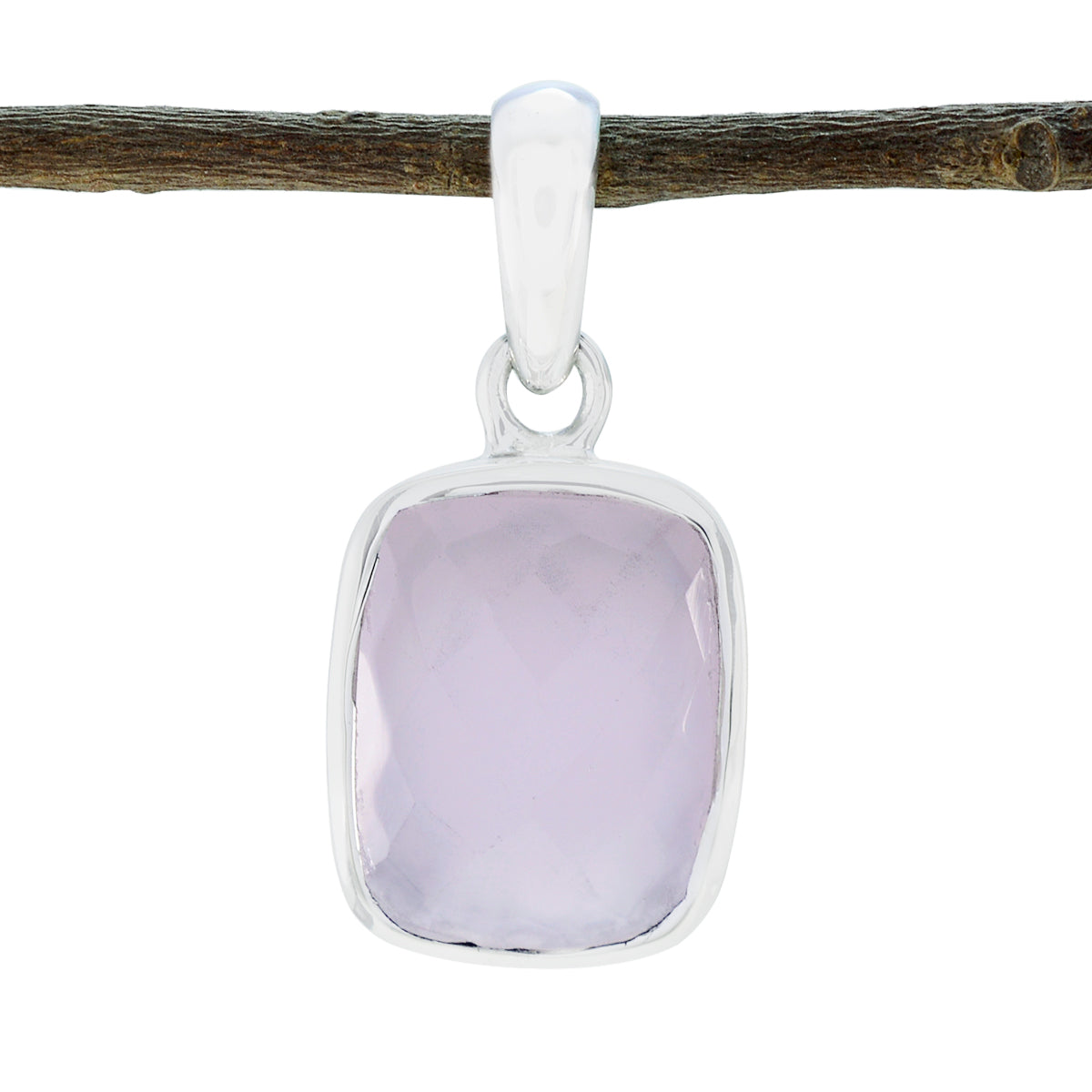 Rose Quartz Dainty Spanish 925 Silver Solitaire Pink Pendant Главное изображение товара