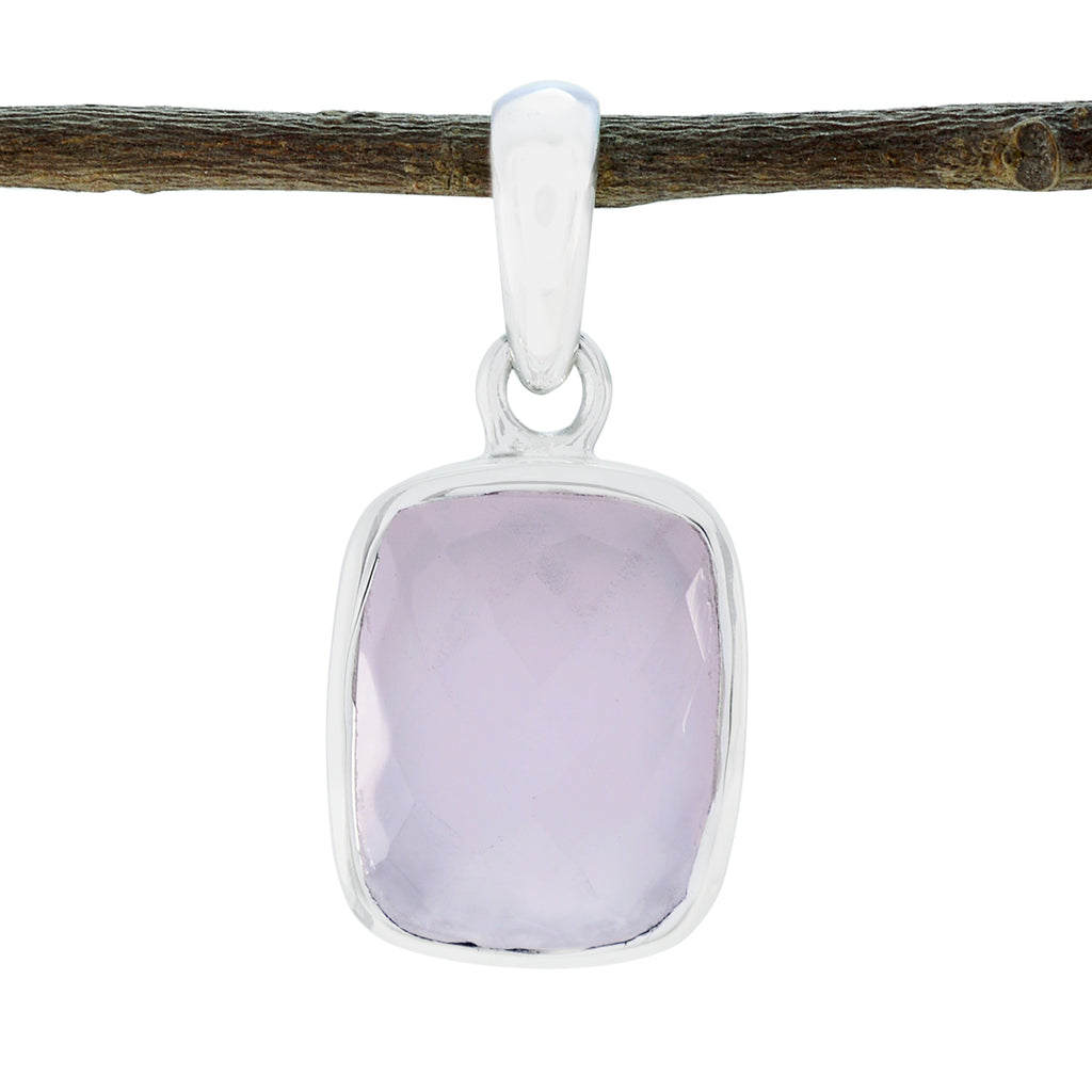 Rose Quartz Dainty Spanish 925 Silver Solitaire Pink Pendant