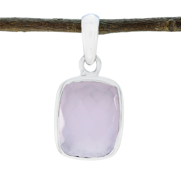 Rose Quartz Dainty Spanish 925 Silver Solitaire Pink Pendant