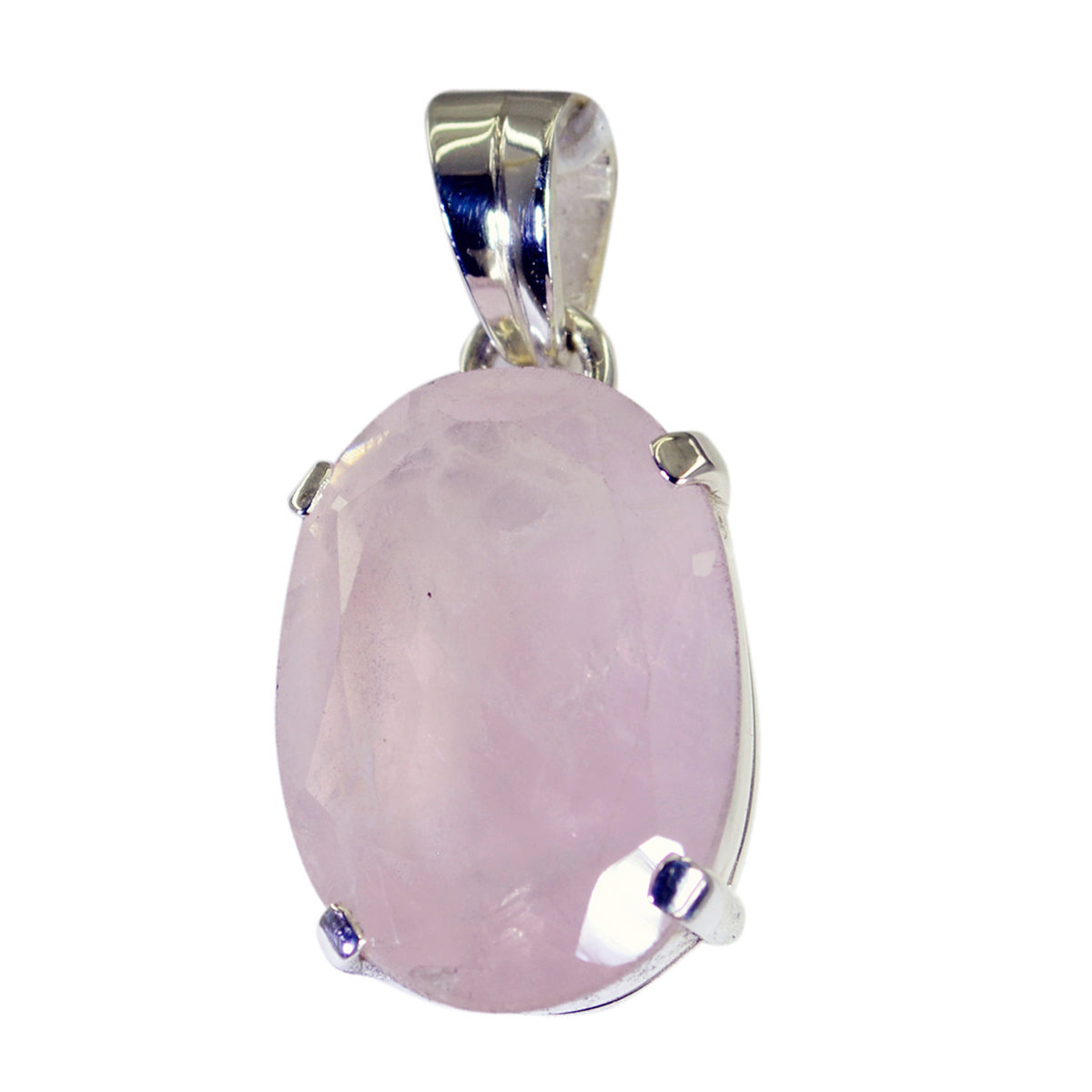 Rose Quartz Whisper-thin American Silver Solitaire Pink Pendant
