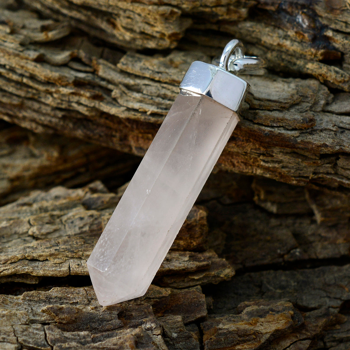 Rose Quartz Tiny American 92.5 Silver Solitaire Lucia propsel Pink Pendant Jewellery Secondary image