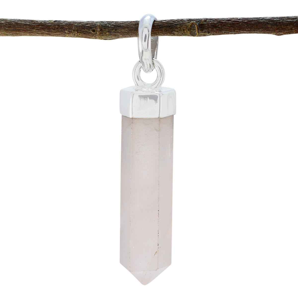 Rose Quartz Tiny American 92.5 Silver Solitaire Pink Pendant Main image