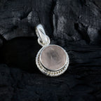 Rose Quartz Whisper-thin Egyptian Sterling Silver Solitaire Rebeca Rope-Wire Pink Pendant Jewellery