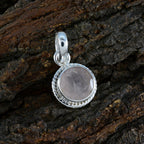 Rose Quartz Whisper-thin Egyptian Sterling Silver Solitaire Rebeca Rope-Wire Pink Pendant Jewellery