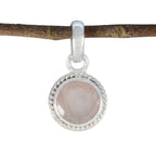Rose Quartz Whisper-thin Egyptian Sterling Silver Solitaire Pink Pendant