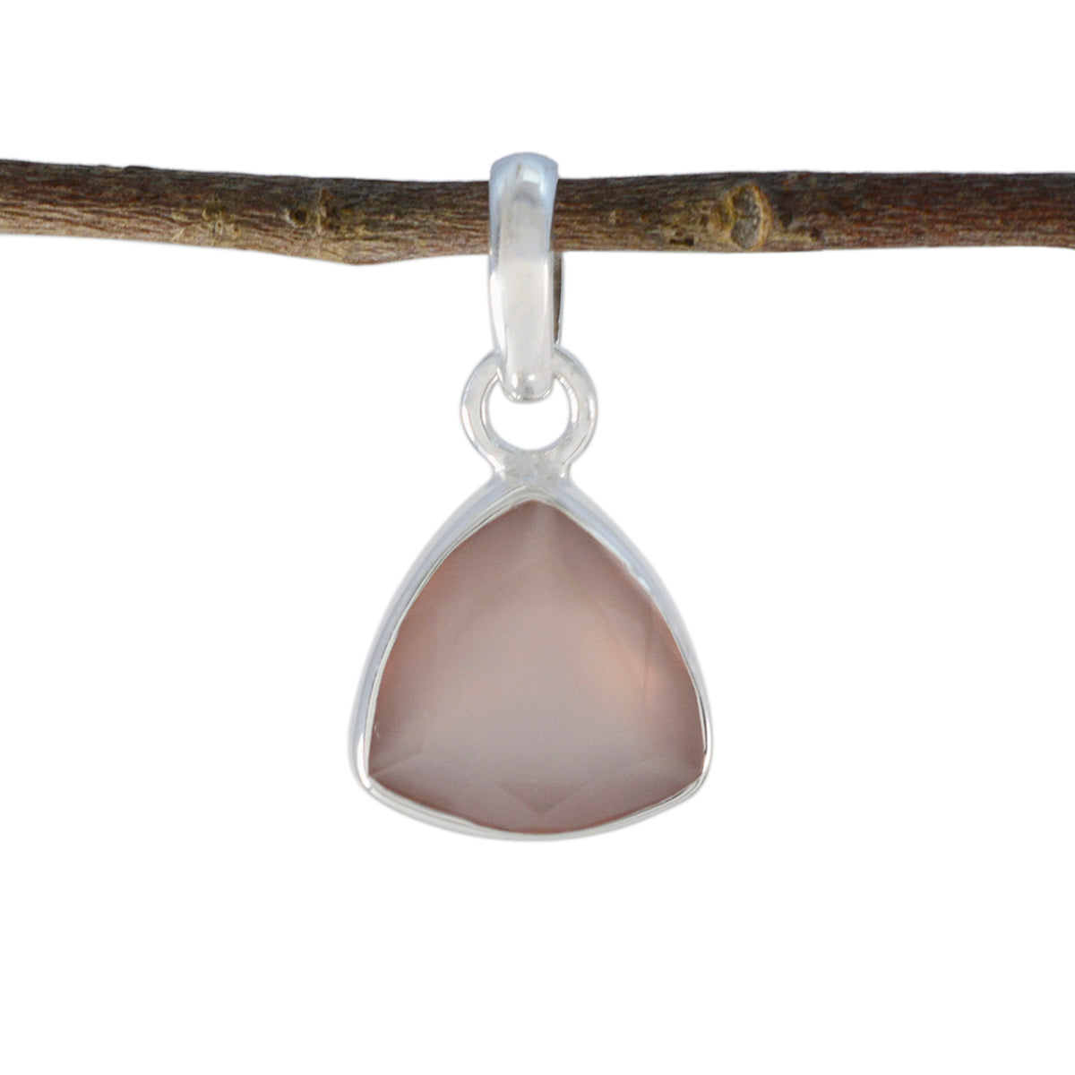 Rose Quartz Dainty American 925 Silver Solitaire Pink Pendant メイン画像