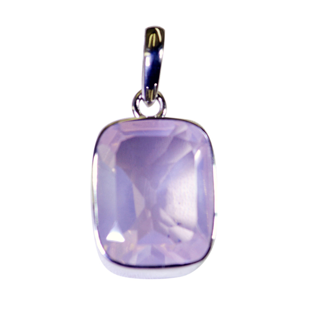 Rose Quartz Dainty French 92.5 Silver Solitaire Pink Pendant