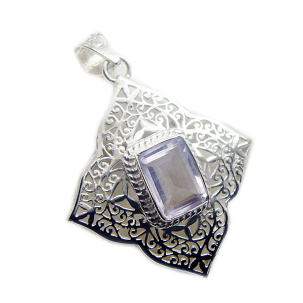 Rose Quartz Statement Italian 92.5 Silver Solitaire Yasmine Vintage Pink Pendant Jewellery