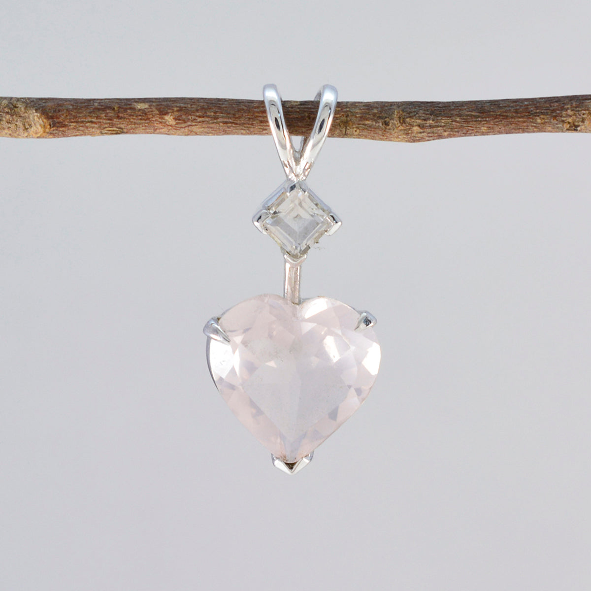 Rose Quartz Dainty Mexican 925 Silver Toi et Moi Zoe Engagement Pink Pendant Jewelry Второстепенное изображение товара