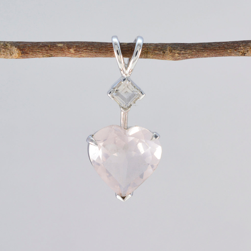 Rose Quartz Dainty Mexican 925 Silver Toi et Moi Zoe Engagement Pink Pendant Jewelry