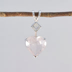 Rose Quartz Dainty Mexican 925 Silver Toi et Moi Zoe Engagement Pink Pendant Jewelry