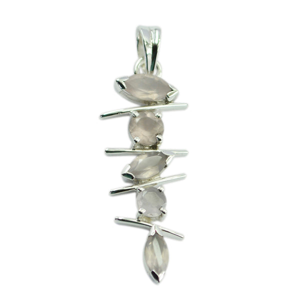 Rose Quartz Tiny Moroccan 925 Silver Penta Pink Pendant