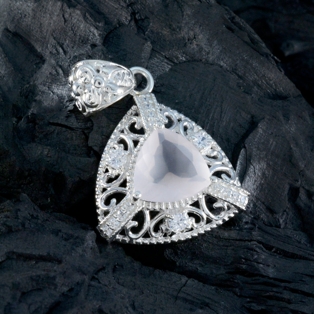 Rose Quartz Eye-catching Middle Eastern Sterling Silver multiple Cecilia Rope-Wire Pink Pendant Jewellery
