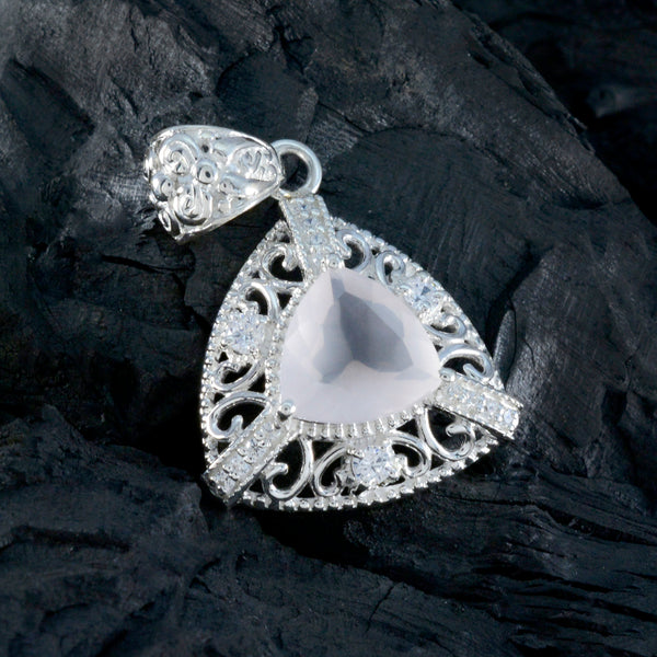 Rose Quartz Eye-catching Middle Eastern Sterling Silver multiple Cecilia Rope-Wire Pink Pendant Jewellery