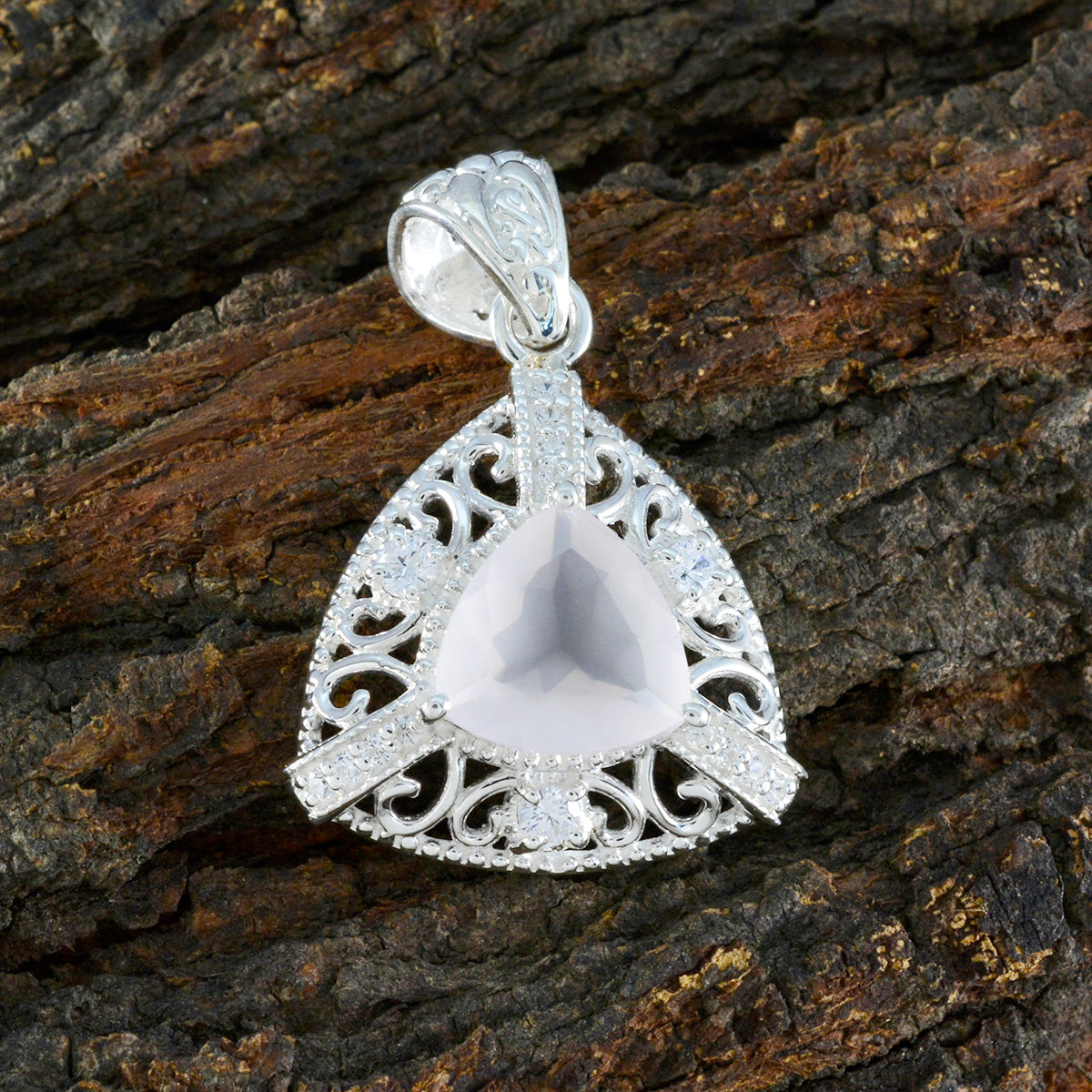 Rose Quartz Eye-catching Middle Eastern Sterling Silver multiple Cecilia Rope-Wire Pink Pendant Jewellery Второстепенное изображение товара