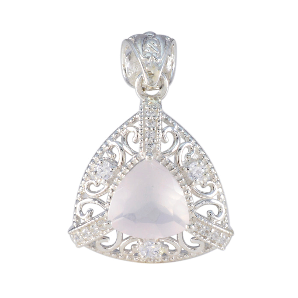 Rose Quartz Eye-catching Middle Eastern Sterling Silver multiple Pink Pendant