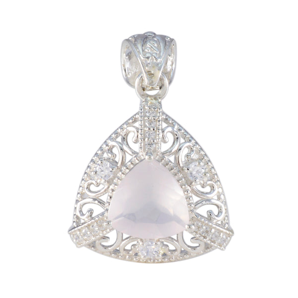 Rose Quartz Eye-catching Middle Eastern Sterling Silver multiple Pink Pendant