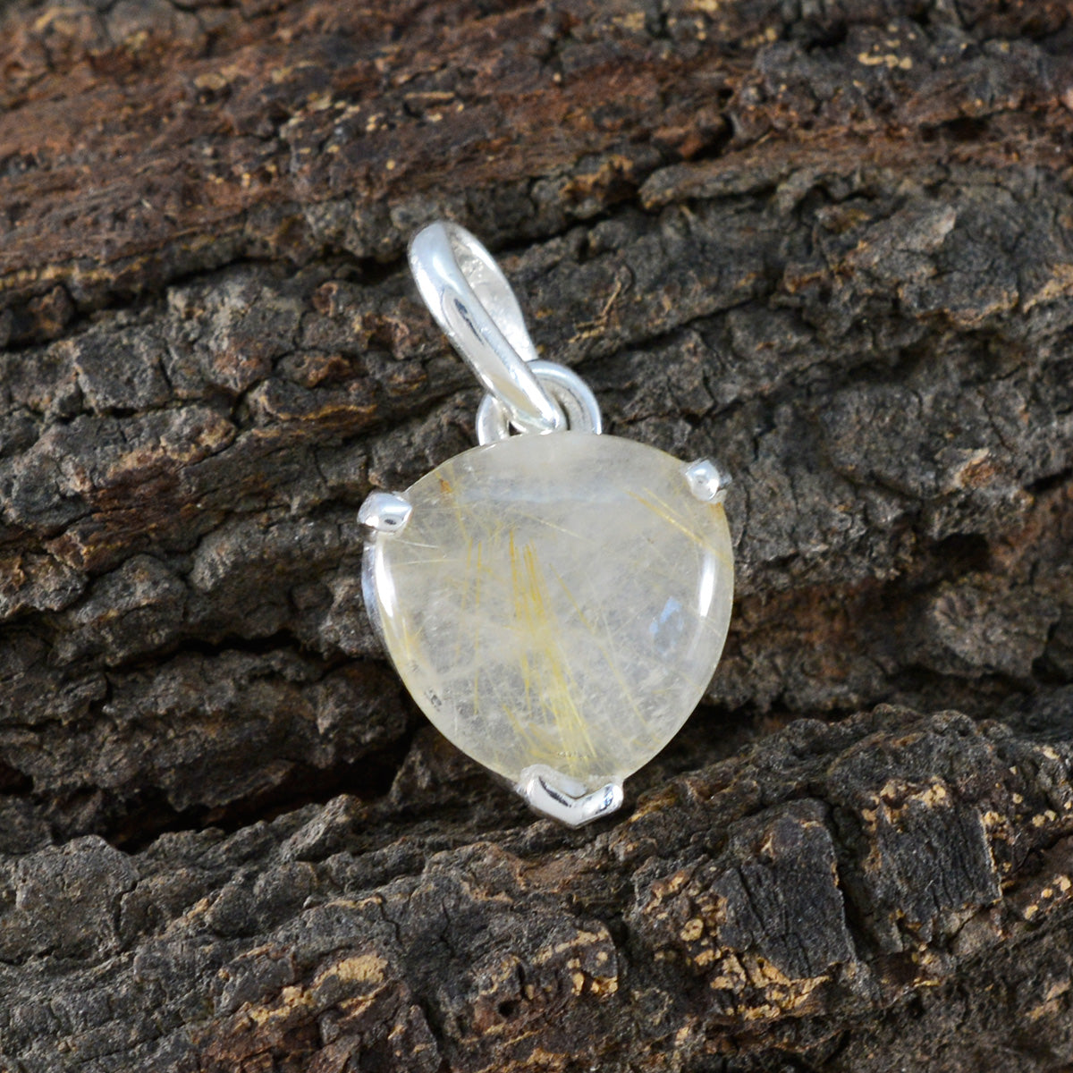 Rutile Quartz Delicate German 92.5 Silver Solitaire Ivana Glamorous Yellow Pendant Jewellery