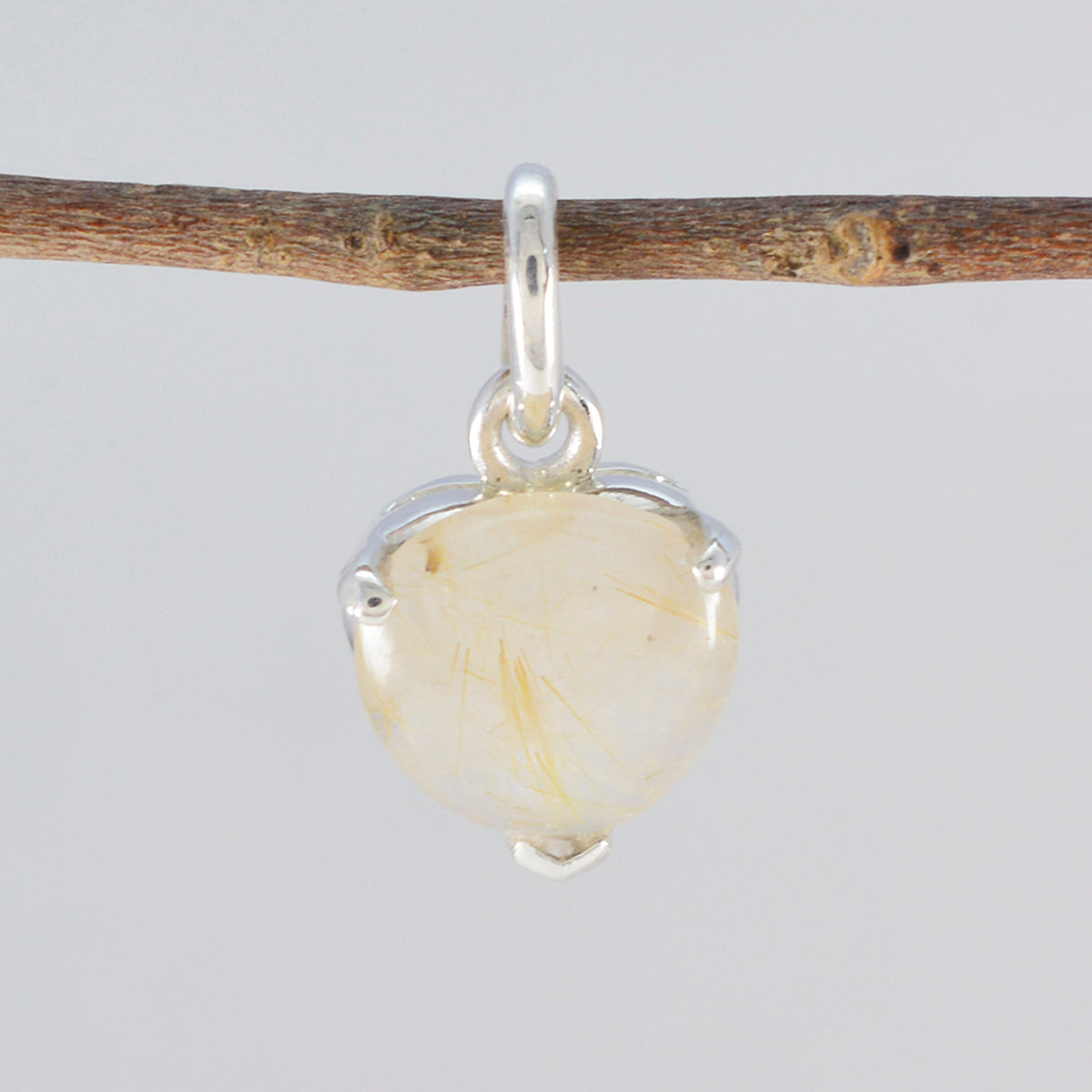 Rutile Quartz Delicate German 92.5 Silver Solitaire Ivana Glamorous Yellow Pendant Jewellery