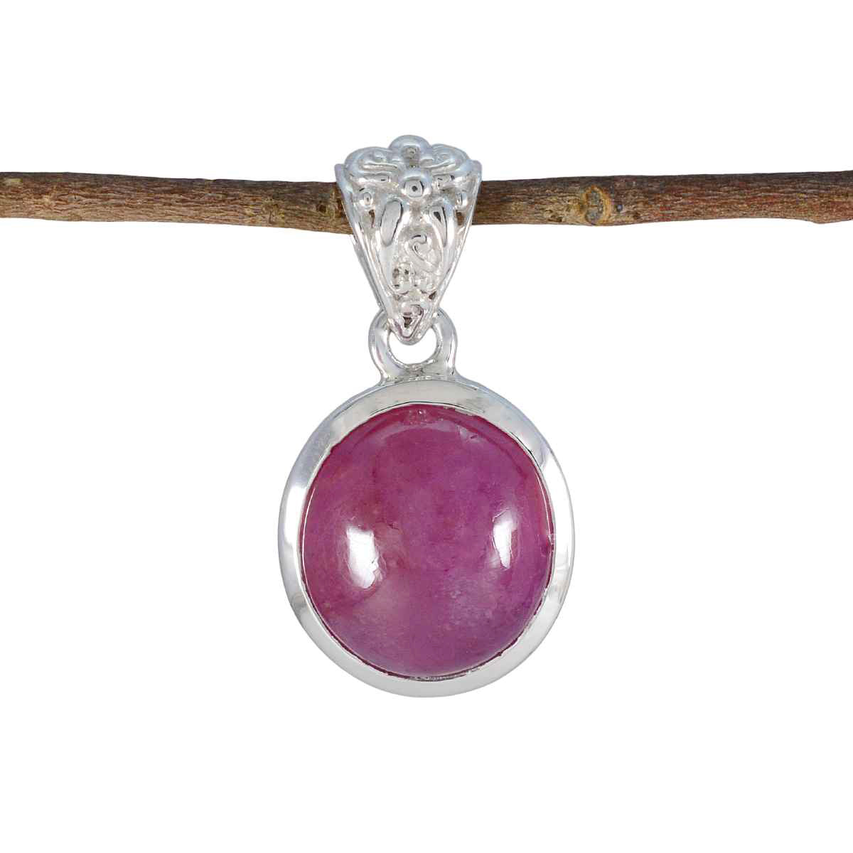 Ruby Eye-catching Mexican Sterling Silver Solitaire Red Pendant Immagine principale del prodotto