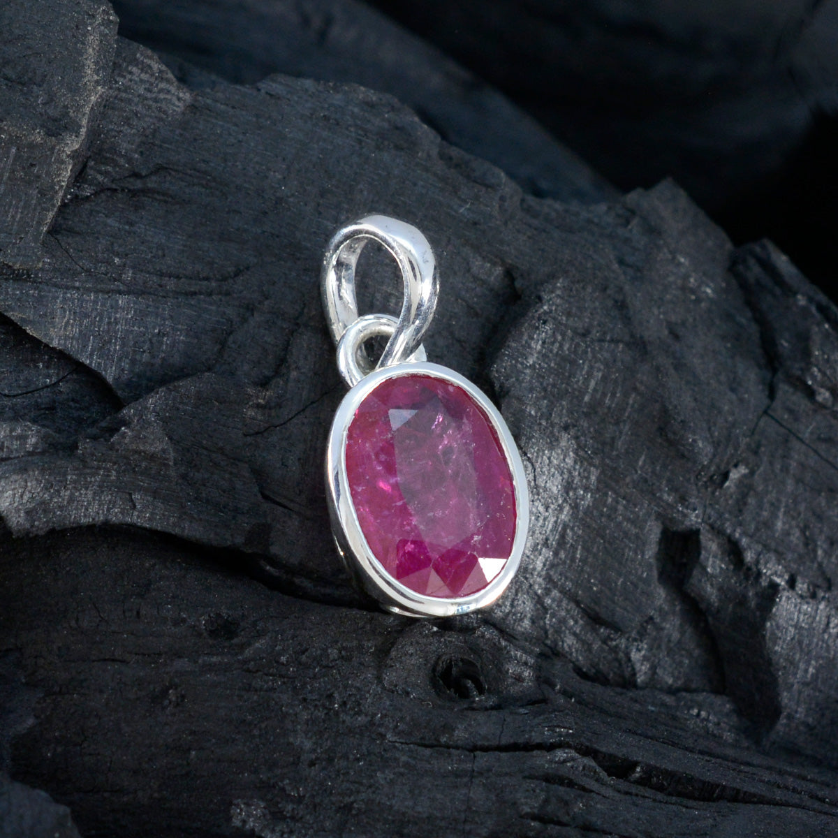 Ruby Minimalist Japanese 92.5 Silver Solitaire Yuna Trendy Red Pendant Jewellery