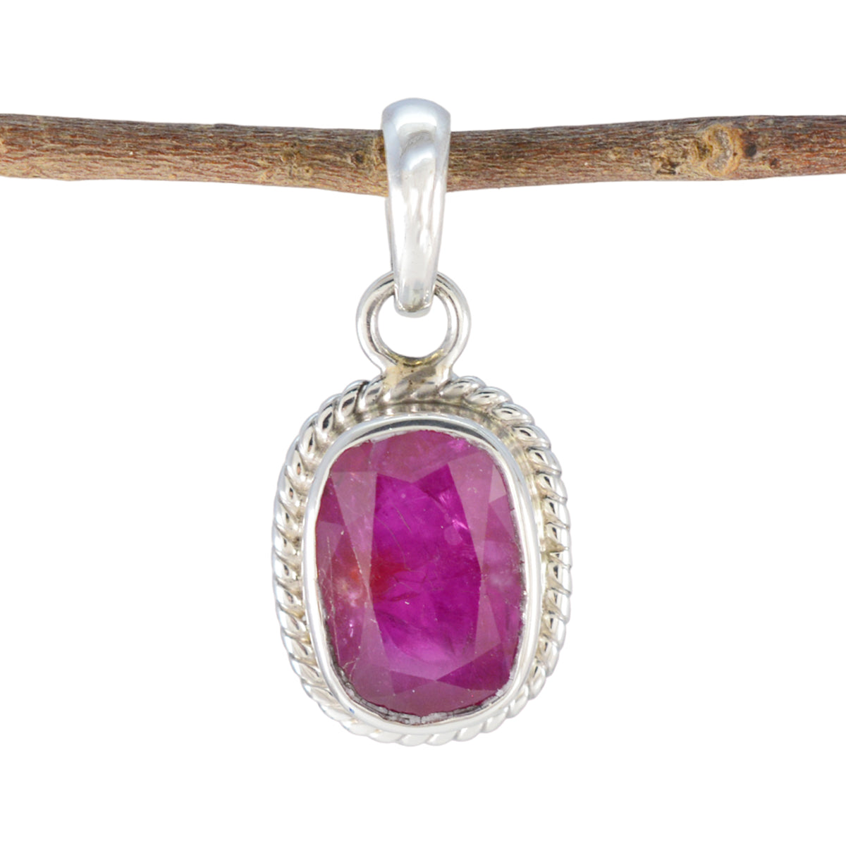 Ruby Dainty Latin American Silver Solitaire Red Pendant