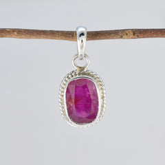 Ruby Dainty Latin American Silver Solitaire Yasmin Rope-Wire Red Pendant Jewelry