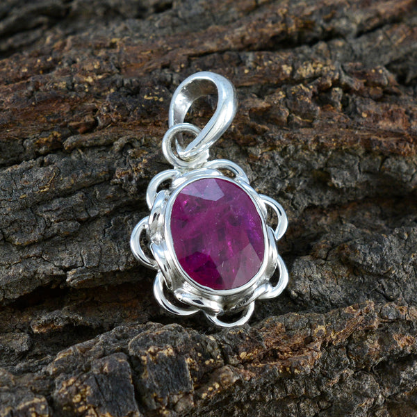 Ruby Delicate Russian Sterling Silver Solitaire Yasmine Rope-Wire Red Pendant Jewellery