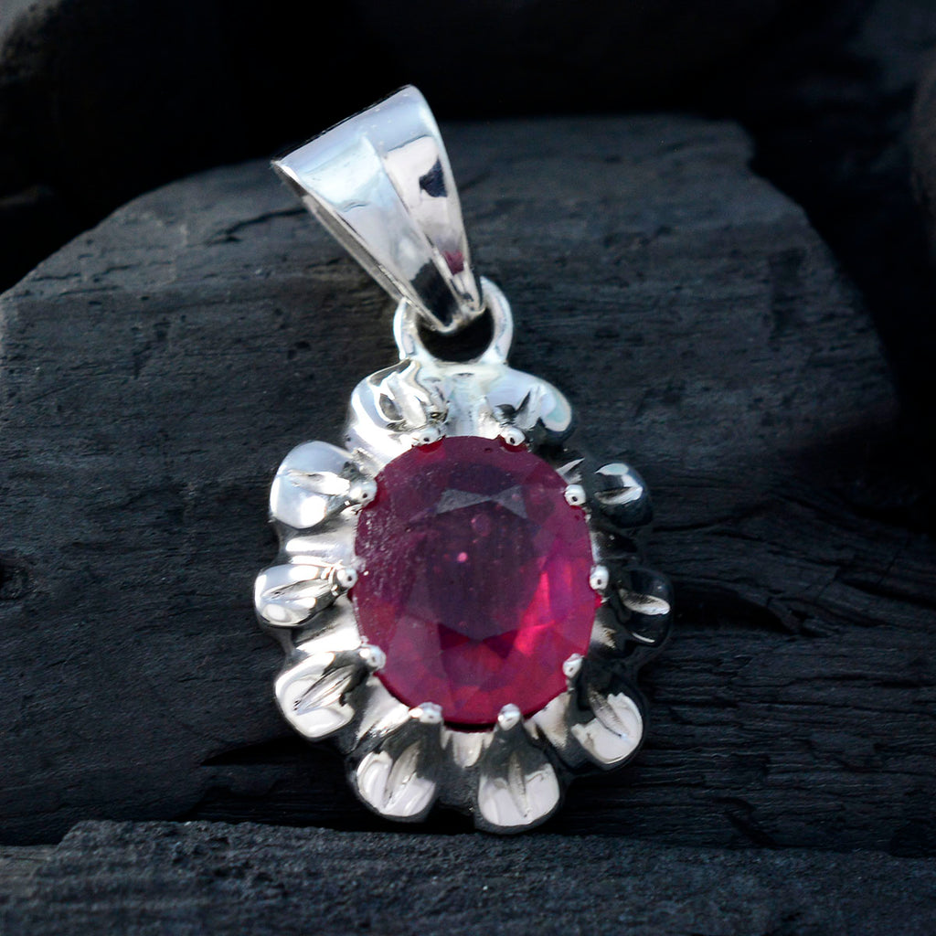 Ruby Slim French 92.5 Silver Solitaire Rebeca propsel Red Pendant Jewellery