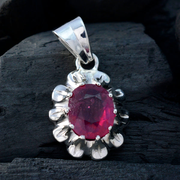 Ruby Slim French 92.5 Silver Solitaire Rebeca propsel Red Pendant Jewellery