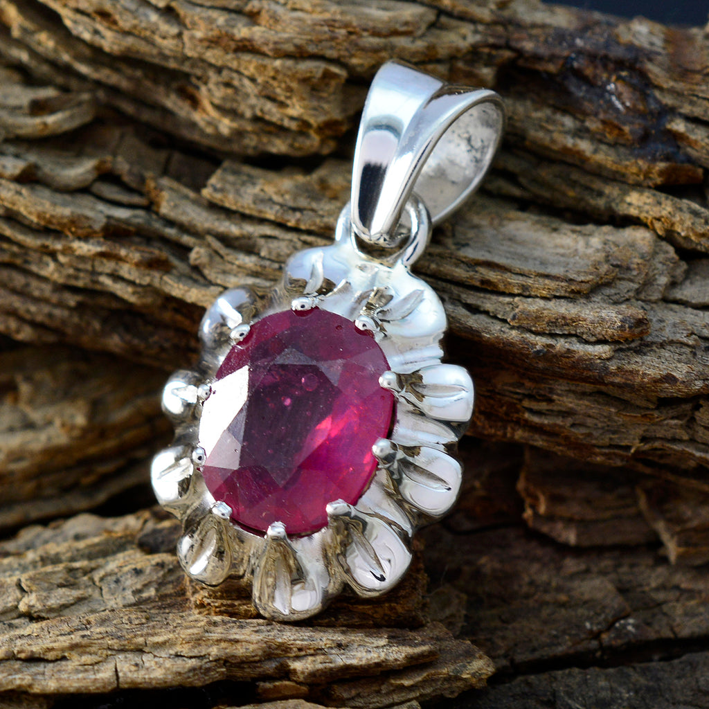 Ruby Slim French 92.5 Silver Solitaire Rebeca propsel Red Pendant Jewellery