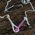 Colgante de lujo rojo Eliza con rubí y circonita cúbica en plata mexicana pequeña