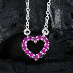 Ciondolo astratto rosso Priya in argento indiano con rubino e zirconi cubici