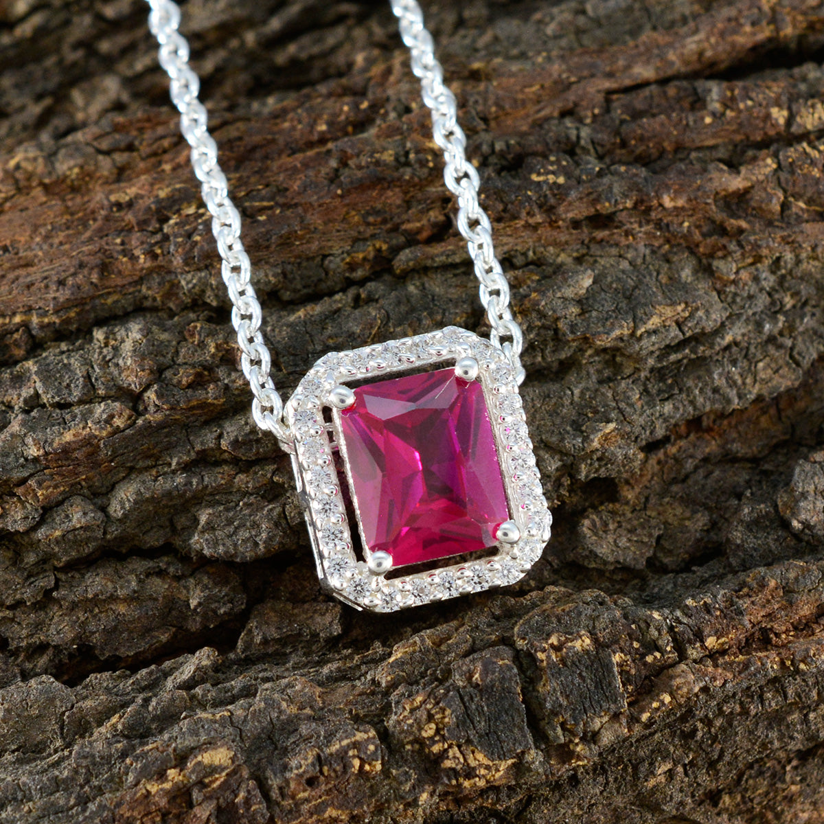 Rubin CZ Klassischer australischer Silber-Mehrfach-Yasmin-Verlobungsanhänger in Rot