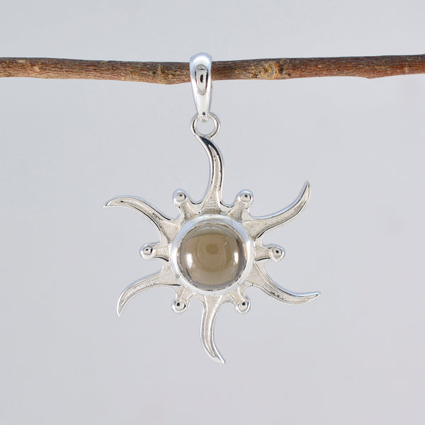 Smoky Quartz Tiny Italian 925 Silver Solitaire Charlotte propsel Brown Pendant Jewelry