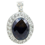 Smoky Quartz Chunky Mexican Silver Solitaire Brown Pendant