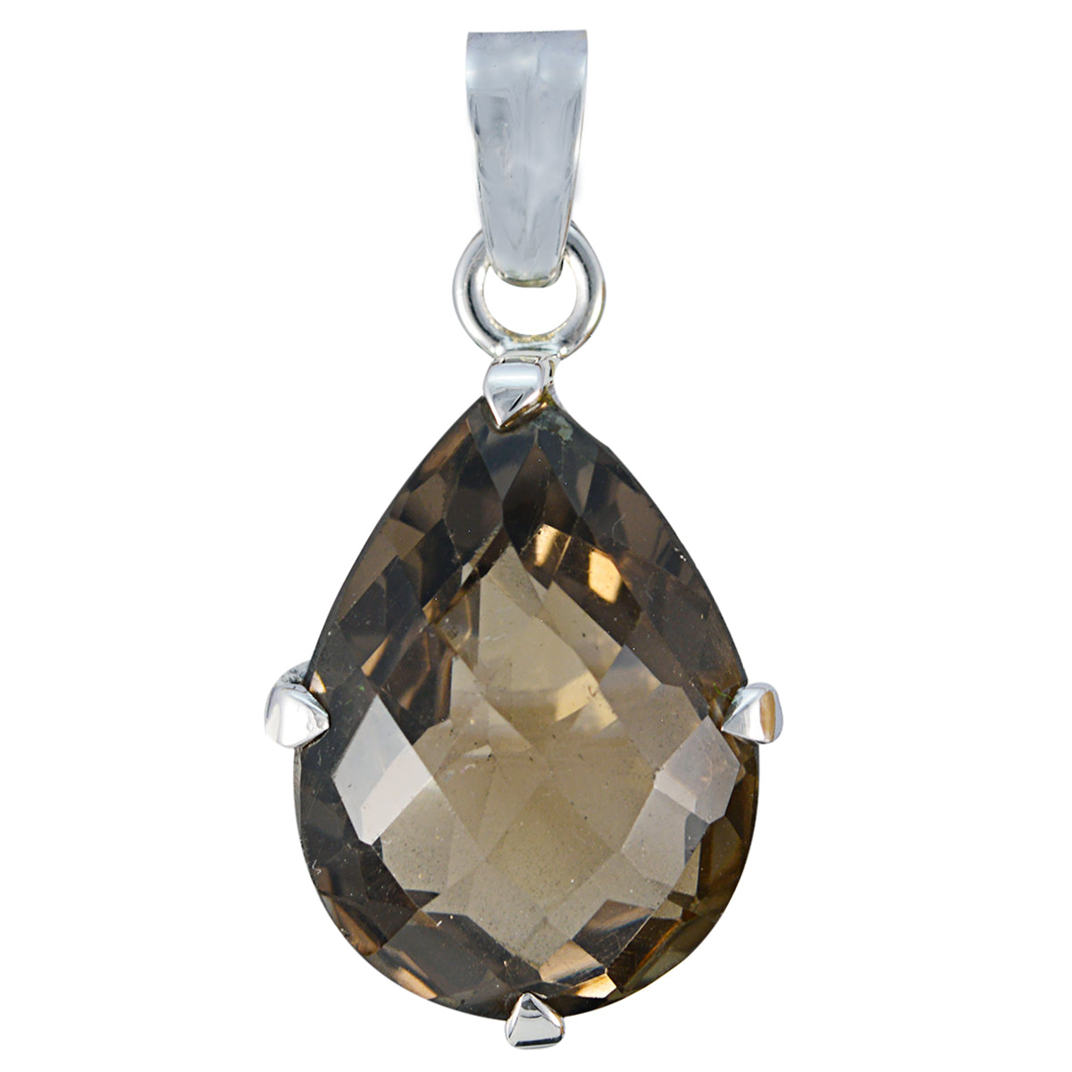 Smoky Quartz Chunky Russian Sterling Silver Solitaire Ava Traditional Brown Pendant Jewellery Второстепенное изображение товара