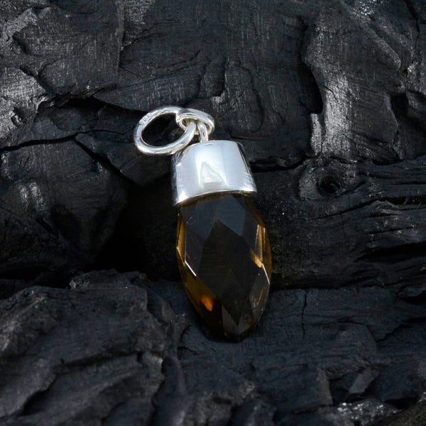 Smoky Quartz Dainty Egyptian 925 Silver Solitaire Emma Trendy Brown Pendant Jewelry
