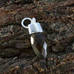 Smoky Quartz Dainty Egyptian 925 Silver Solitaire Emma Trendy Brown Pendant Jewelry