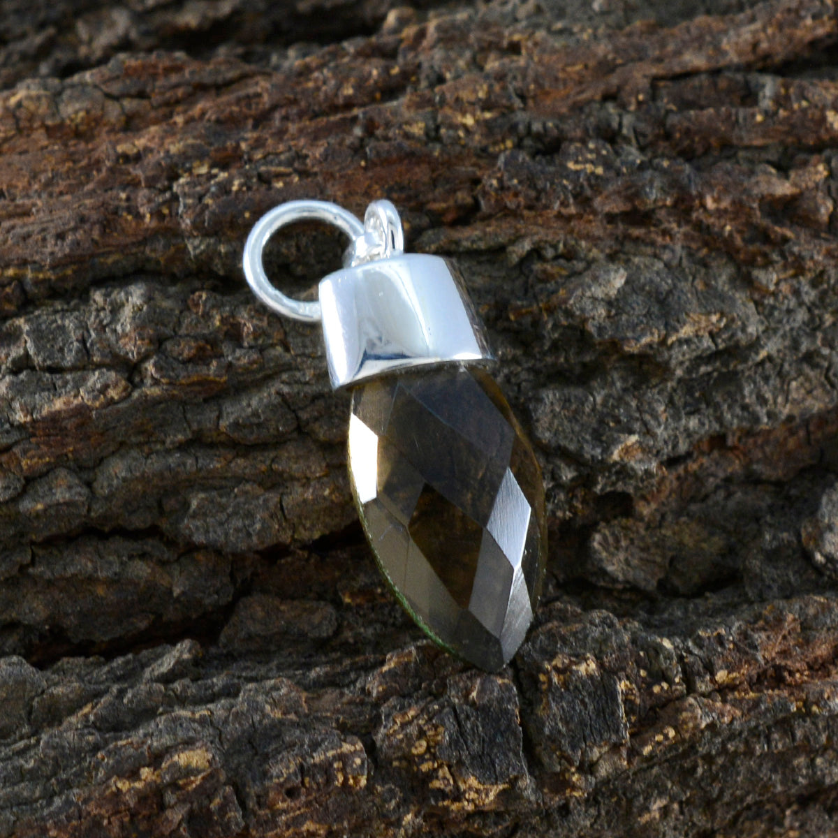 Smoky Quartz Dainty Egyptian 925 Silver Solitaire Emma Trendy Brown Pendant Jewelry