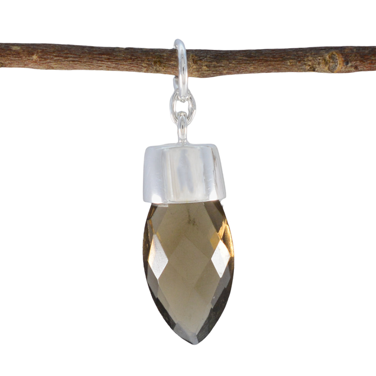 Smoky Quartz Dainty Egyptian 925 Silver Solitaire Brown Pendant Главное изображение товара