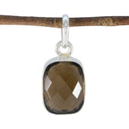 Smoky Quartz Whisper-thin American 925 Silver Solitaire Brown Pendant