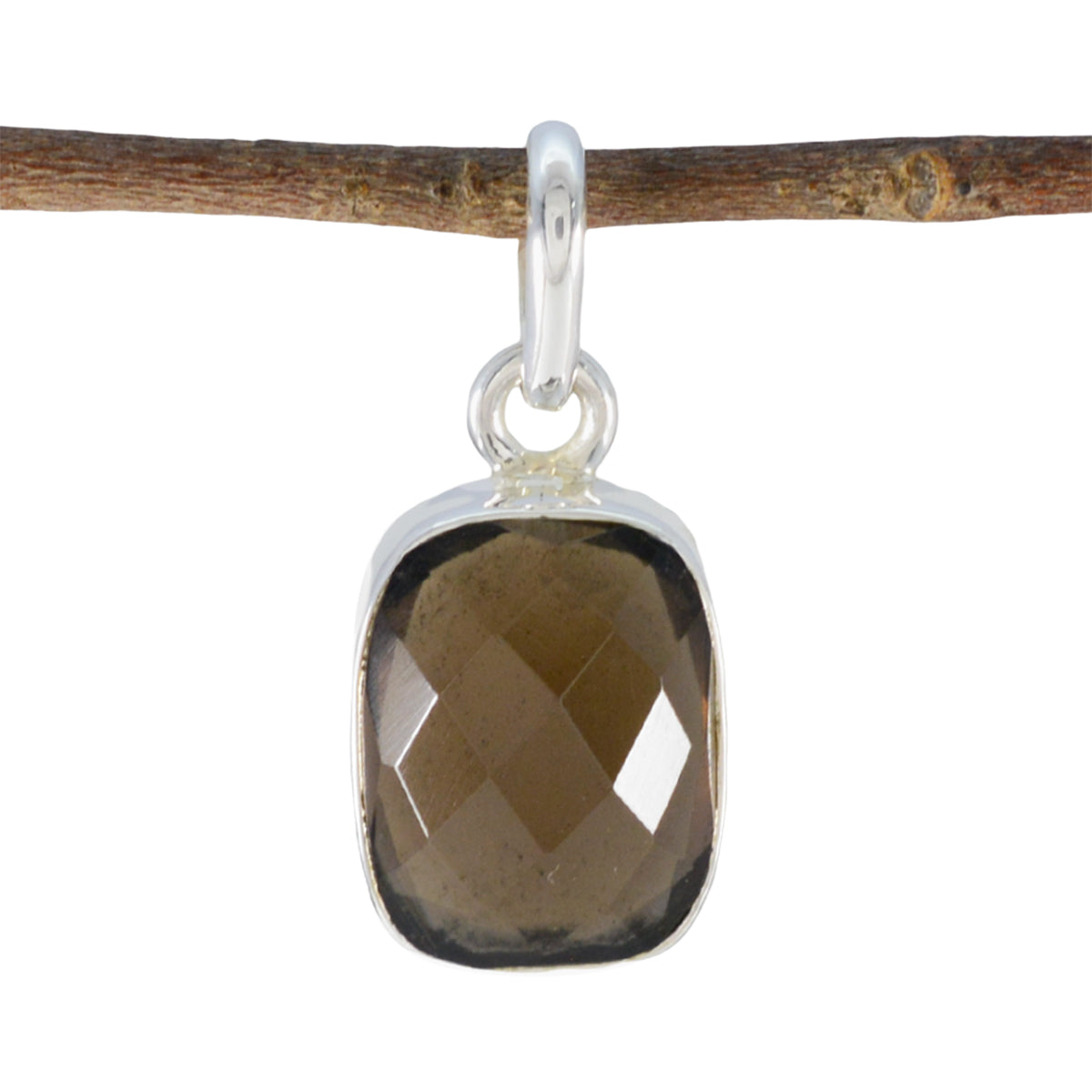 Smoky Quartz Whisper-thin American 925 Silver Solitaire Brown Pendant