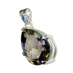 Smoky Quartz Eye-catching Italian Sterling Silver Solitaire Violet Sophisticated Brown Pendant Jewellery